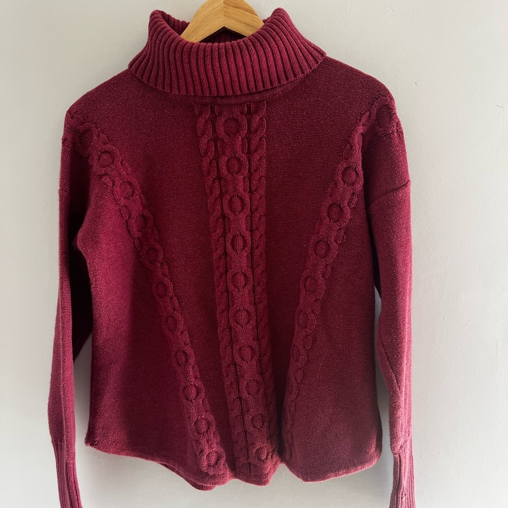 Women's Burgundy Cable Knit Sweater